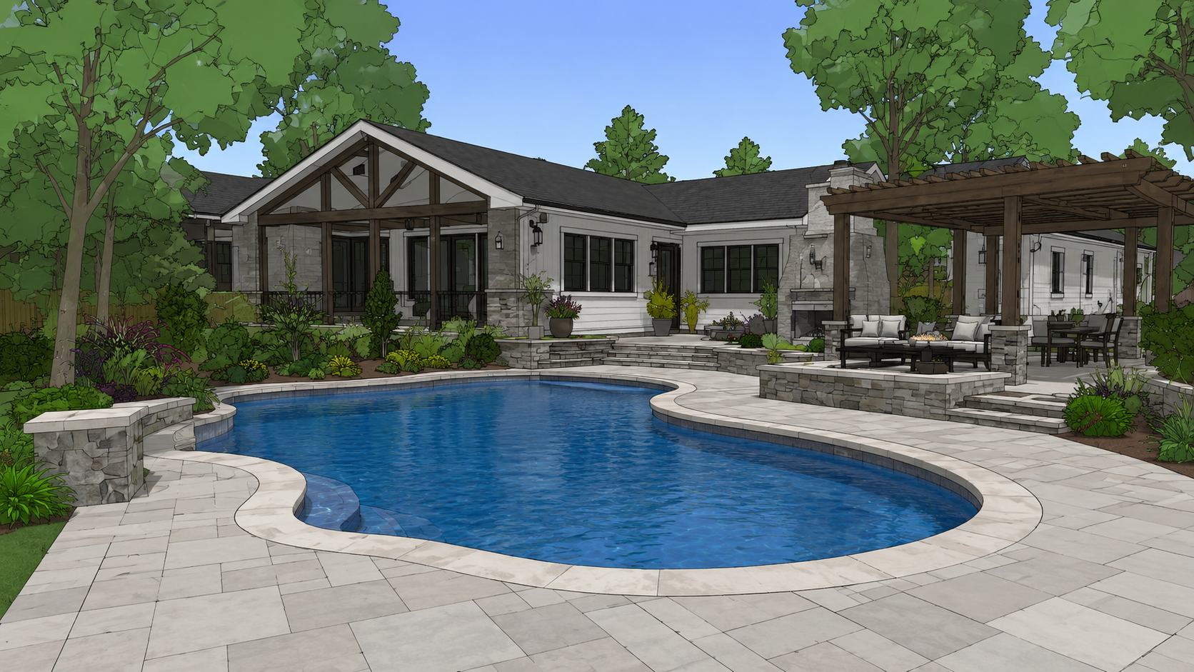 Completed backyard design after the transformation