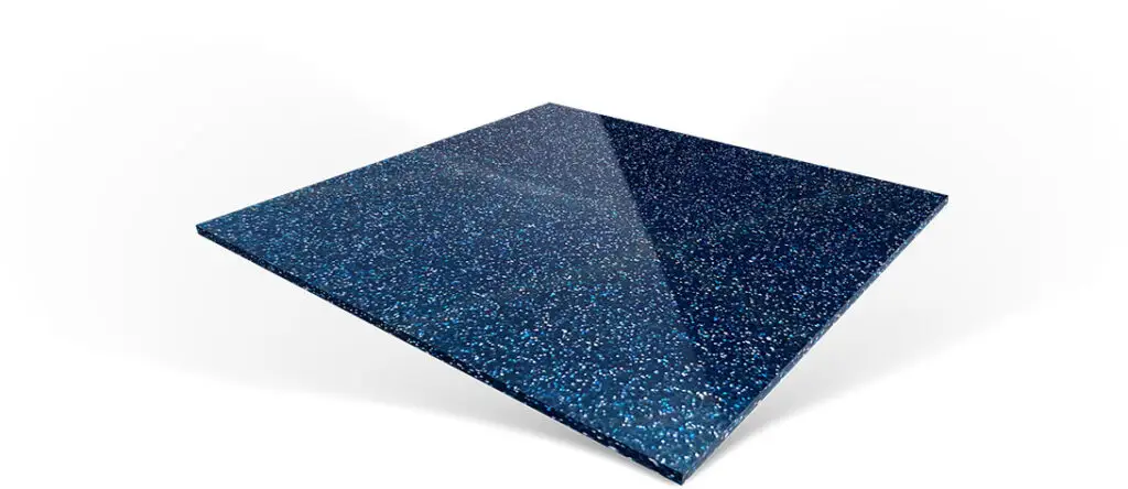 A square, dark blue tile with a speckled, reflective surface.