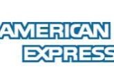 A blue and white logo of american express.